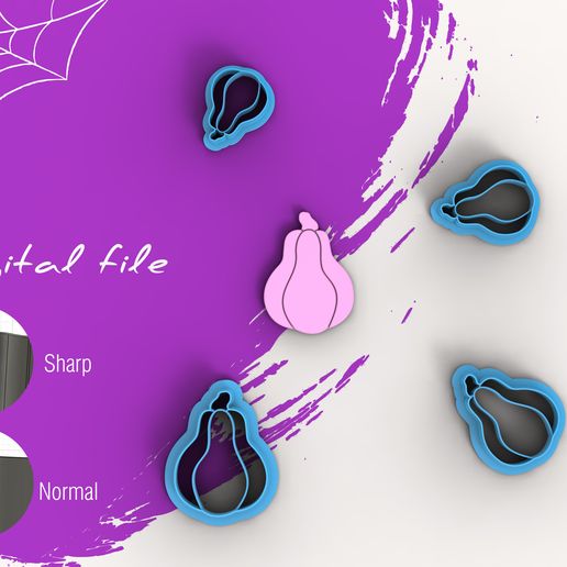 Halloween Pumkin 3 Polymer Clay Cutter | Digital STL File | 4 Sizes | 2 Cutter Versions 3D model
