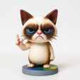Grumpy-Cat-Middle-Finger.png Figurine de table 3D avec le doigt du milieu du chat grincheux