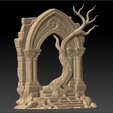 678uy.png Ancient Gothic Archway Entwined with Tree – Free 3D Printable Sculpture