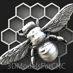 1.png Fichier 3D Modèle 3D Fichier STL pour CNC Router Laser & 3D Printer Bee on Honeycomb 2・Objet imprimable en 3D à télécharger