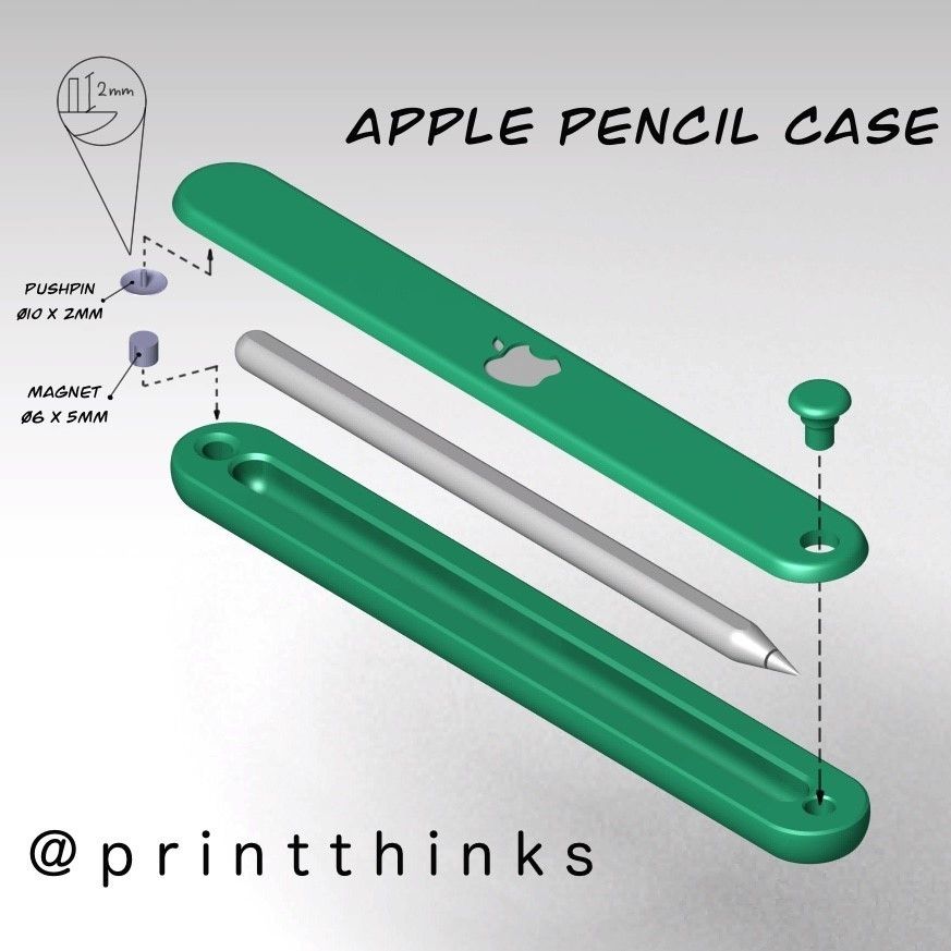 render.jpg STL file apple pencil case (2º gen)・3D printable model to download, PRINTTHINKS