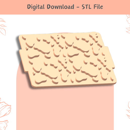 Cow-Print-texture-mat.png Estera de textura de impresión de vaca | Archivo STL | Sello de arcilla en relieve | Patrón único | Pendientes de arcilla polimérica | Herramientas de arcilla