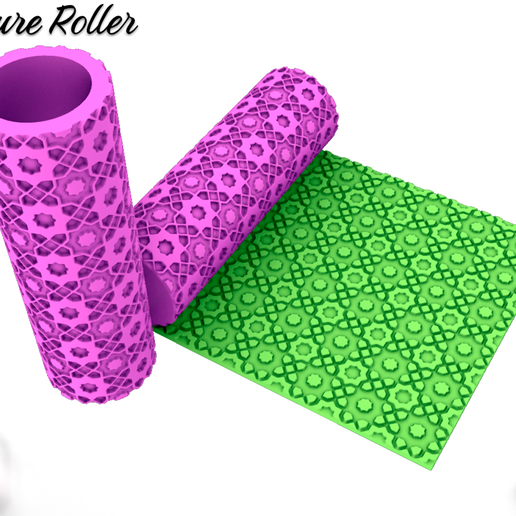 5.png Texture Roller Polymer clay / Moroccan Seamless Pattern Pattern 132 *2 Size- Solid,Hollow/ Digital STL File* File For Use In A 3D Printer