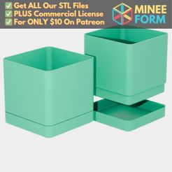 square-self-watering-planter.jpg Minimalist Cube Self Watering Planter Simple Square Design MineeForm FDM 3D Print STL File