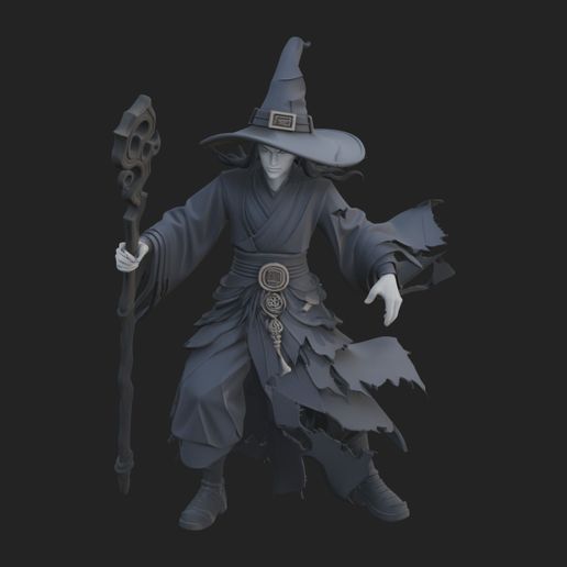 Witch Hat Sorcerer Statue Design 1 - 3D Print Model