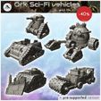 WB-VE-P02-Ork-Sci-Fi-vehicles-No.-1.jpg Ork Sci-Fi vehicles pack No. 1 - Future Sci-Fi SF Post apocalyptic Tabletop Scifi Wargaming Planetary exploration RPG Terrain