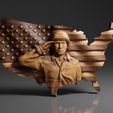 US-Wavy-Map-and-Flag-Soldier-©.jpg USA Wavy Map and Flag - Soldier - CNC Files For Wood, 3D STL Model