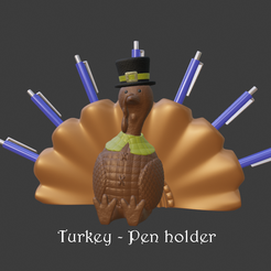 Turkey-pen-holder-1.png Fichier 3D Porte-stylo pour la dinde - dinde de Thanksgiving et poulet・Objet imprimable en 3D à télécharger, lekhacduy