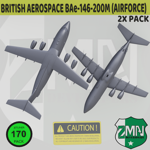 🛩️ BAe-146-200 M (AIRFORCE) V3・ STL File for 3D printing