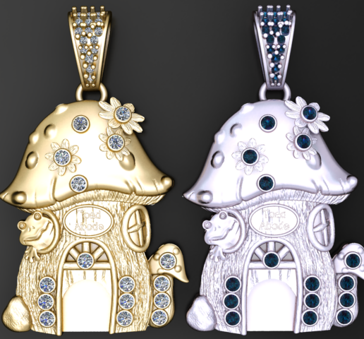 The Enchanted Toad Abode: Mushroom Fairy House Pendant