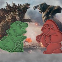 GOD-VS-KING.jpg STL file CUTTER OF COOKIE GODZILLA VS KING KONG・Design to download and 3D print