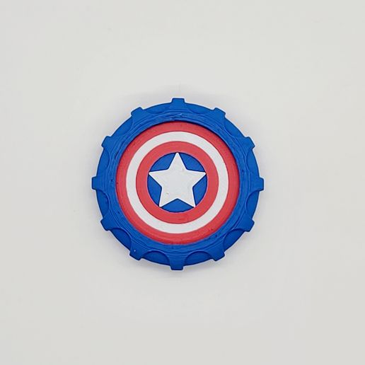 Captain America Maker Coin Key Ring (Single Extruder Print) 3D model