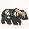 Panda-2.jpg Wooden Panda Home Christmas Ornament Template 5 Layers Glowforge Laser Ready SVG Cut CO2 CNC Vector Instant Digital Download Template