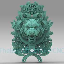 Tiger-Head-shield.png 3D Modell STL Datei für CNC Router Laser & 3D Drucker Tiger Head Schild