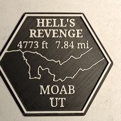 20230919_195103_HDR.jpg OBJ file Maverick's Trail Badge Hexagon Hell's Revenge Moab Utah・3D printing idea to download
