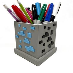 Minecraft-desk-organizer-test-cover.jpg STL file Minecraft Ore Block Desk Organizer・3D printable model to download, icecold3dprinting