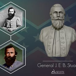 01.jpg STL file General James Ewell Brown Stuart bust sculpture 3D print model・3D printing template to download