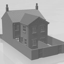 Park Street 2f w-02.jpg N Gauge Terraced House with Two Storey Extension and walls