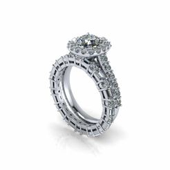 1.jpg Archivo STL Anillo de compromiso de diamantes solitario R21・Objeto imprimible en 3D para descargar