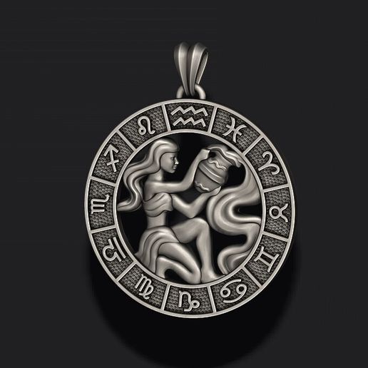 zodiac acuario lite pendant 3D print model 3D model