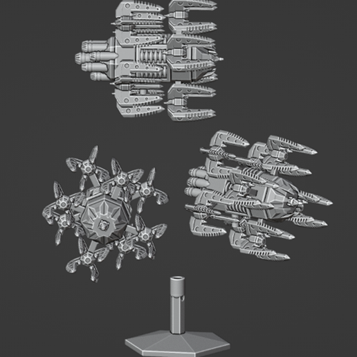 Space Combat Battleship Class Blade Spaceship and Flight Stand STL – 28mm Scale Sci-Fi Miniature for Tabletop Wargaming 3D model