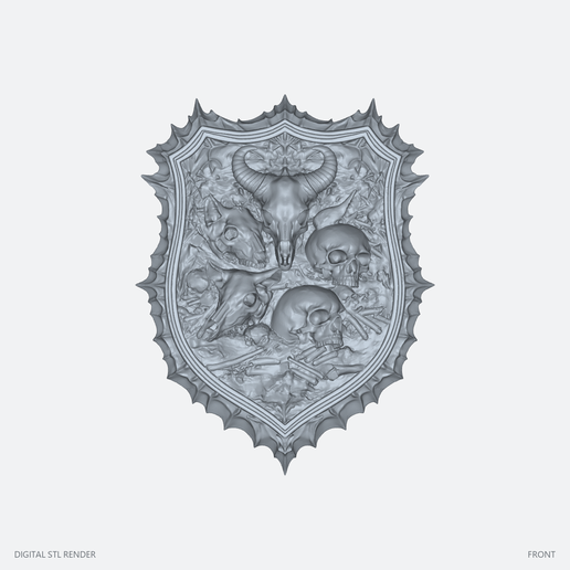 Occult Skull Shield Relief – STL for 3D Printing
