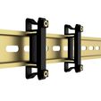 DIN-Rail-TS35-Mounting-Clip-4.jpg DIN Rail Mount Clip STL - 50mm Spacing for TS35 with M3 Heatset Holes - PCB & Electrical Component mount