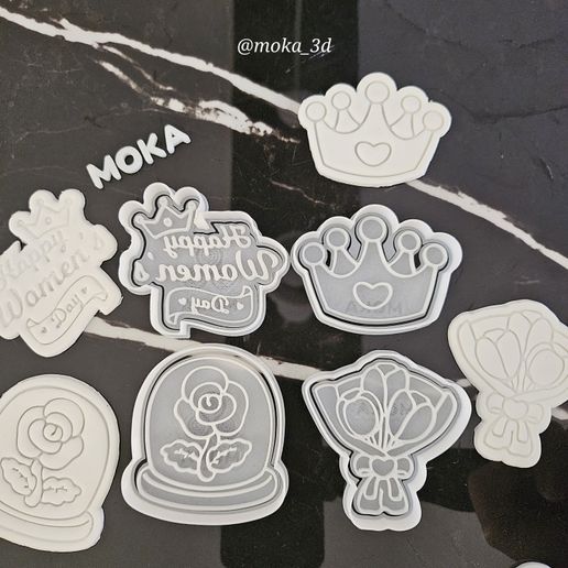 set x 4 dia de la mujer cortadores de galletas 3D model