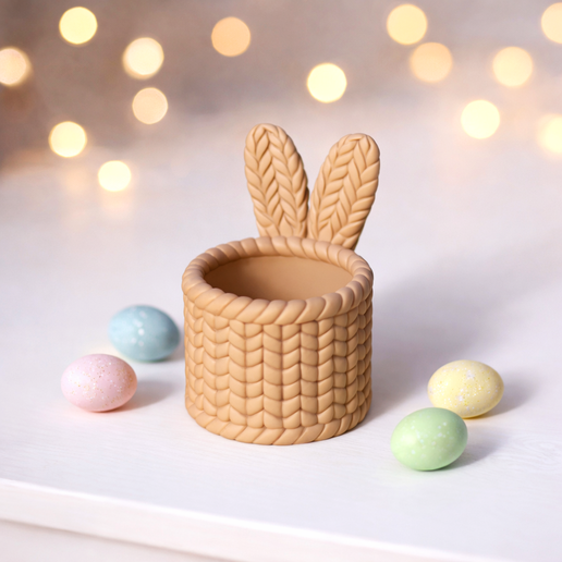 Bunny Ears Basket | Knitted Easter Egg - Candy Holder