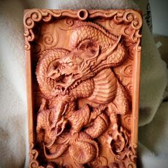 dragon 3d model of relief for cnc or 3d printing