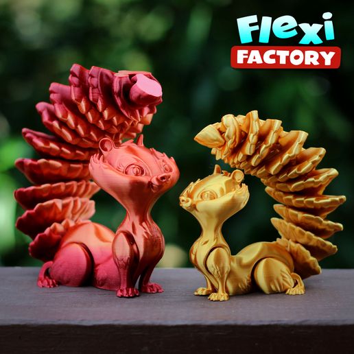 Flexi-Factory-Squirrel-08.jpg STL-Datei Niedliches Flexi Print-in-Place Eichhörnchen・3D-Druckvorlage zum Herunterladen, FlexiFactory