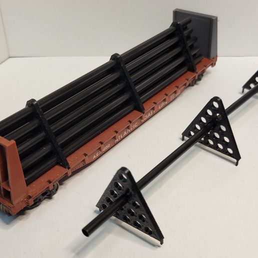 🚂 HO Scale Black Pipe Holder(s) For Flatbed・ STL File for 3D printing・Cults