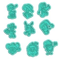 Screenshot_2.jpg 3D file Christmas cartoons characters cookie cutter set of 9・3D printable model to download