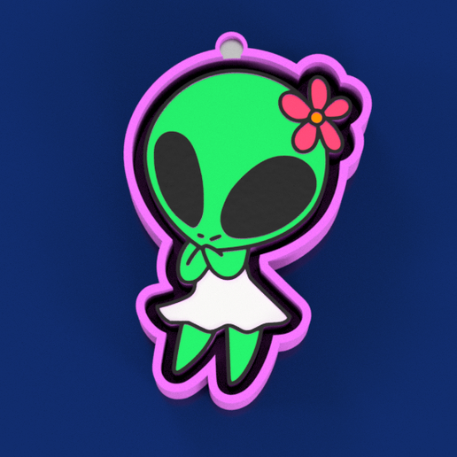 👽 Cute Alien in Dress Mold | Freshie & Keychain Design 3D model