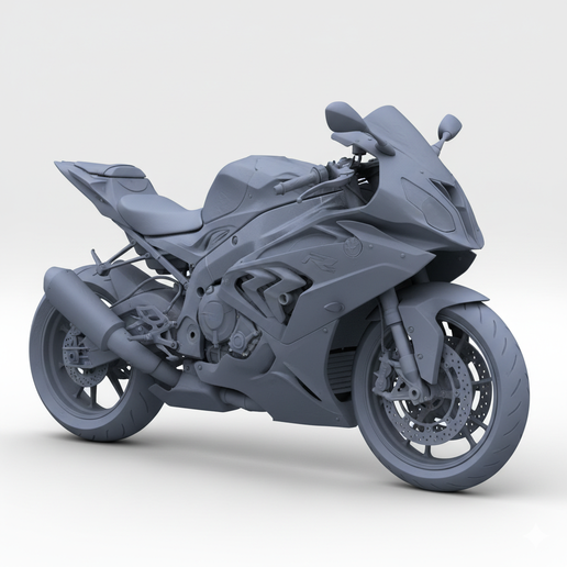BMW S1000RR track bike STL, motorcycle with rider STL, motorcycle wall art STL, motorcycle figurine, V-twin motorcycle STL, adventure motorcycle STL, motorbike, MotoGP bike STL, wide tire motorcycle STL, classic motorcycle STL, motorcycle action pose STL,