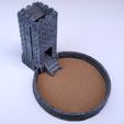 Brick-dice-tower-with-round-dice-tray-grey.jpg Archivo STL Torre de dados de ladrillo・Design para impresora 3D para descargar