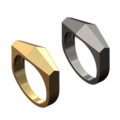 Faceted-Convex-Trapezoidal-sides-signet-ring-00.jpg STL-Datei Trapezoidal faceted ring 3D print model・Vorlage für 3D-Druck zum herunterladen