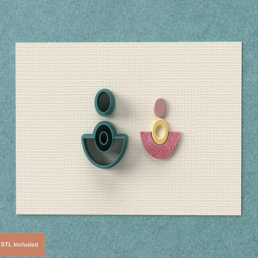 Polymer Clay Cutter Geo Dangle : 5 Sizes : 3 Versions cut : Digital STL for 3D Printing