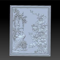 peocock_and_peony1.jpg Бесплатный STL файл peacock and peony・Объект для скачивания и 3D печати
