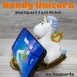 Unicorn-1.jpg Cute flying Unicorn  with Wings Phone Holder - Multipart Color - No Supports