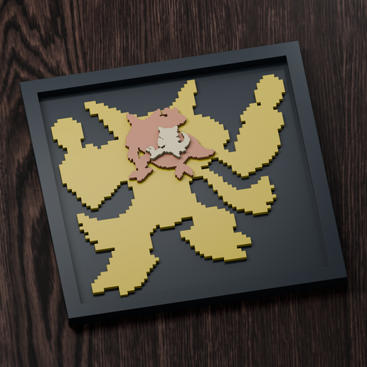 Alakazam Line - Pokemon Silhouette Frame | Gen 4 sprite style | STL