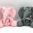 elephant-and-her-cute-children-13.jpg Cute mom elephant and her little elephants printed in place without supports