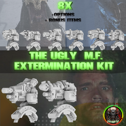 Ugly-MF-Cover.png 3D file The Essential Ugly M.F Extermination Kit - Shoulder/ Pack Combi Weapons・3D printable model to download