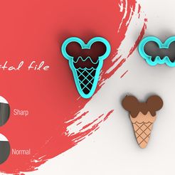 1.jpg Fichier STL Mouse Ice Cream 2 Polymer Clay Cutter | Digital STL File | 4 Sizes | 2 Versions de Cutter・Modèle à télécharger et à imprimer en 3D