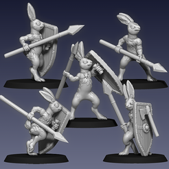 Rabbitfolk-Preview.png STL file Rabbitfolk spear brigade (32mm scale)・3D printing idea to download