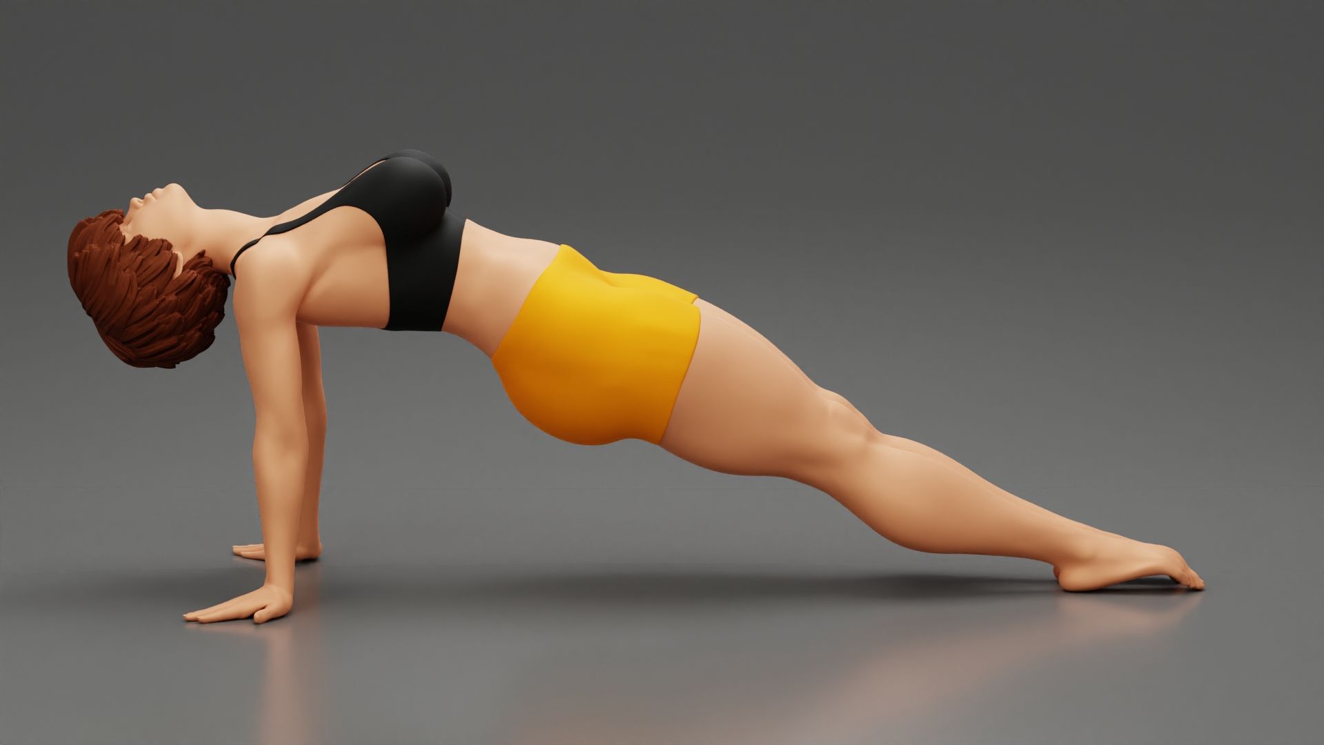 Girl-00.jpg 3D file Woman Yoga Model Purvottanasana Reverse Tabletop Pose 3D Print Model・Design to download and 3D print, 3DGeshaft
