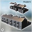 1-PREM.jpg Set of three buildings with large bay windows and a backyard surrounded by a tall wall (intact version) (21) - Modern WW2 WW1 World War Diaroma Wargaming RPG Mini Hobby