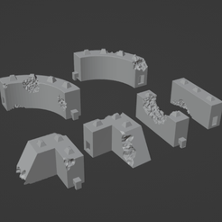ArenaWallFour.png 3D file Gaslands Interlocking Arena Walls Set Four・3D printing template to download