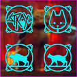 stray.png CAT & LOGO / STRAY GAME - FAN COVER 120 MM / PACK X4