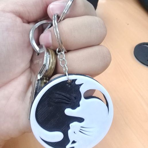 ☯️ YIN YANG CAT KEYCHAIN・ STL File for ・Cults